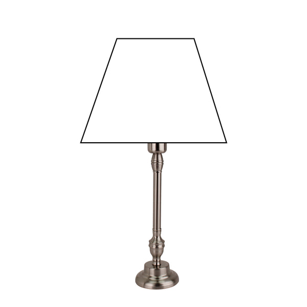 Eleganter Nickel-matter Lampenfuß für Tisch- oder Nachttischlampen, 35 cm Höhe.