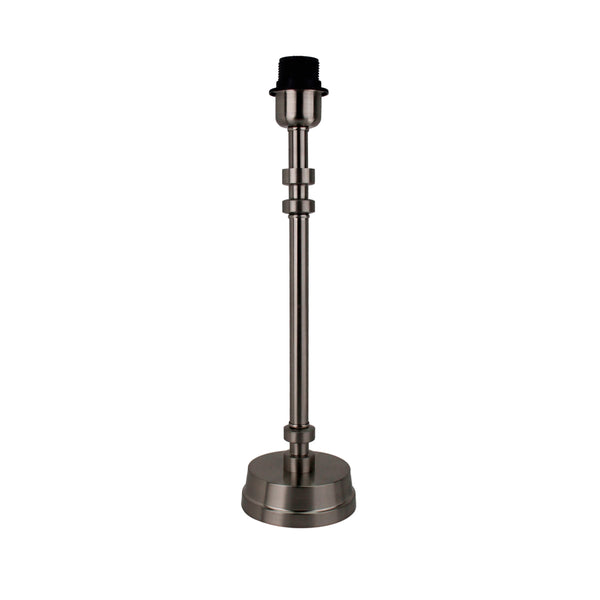 Lampenfuß aus Metall in Nickel Matt, wahlweise 38 cm oder 45 cm hoch, mit E27-Fassung.