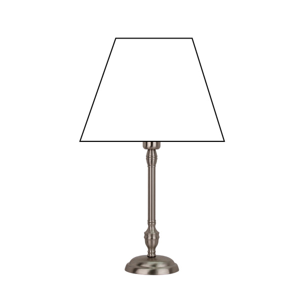 Runder Lampenfuß aus Metall in mattem Nickel-Finish, 35 cm Höhe, passend für E27-Leuchtmittel.