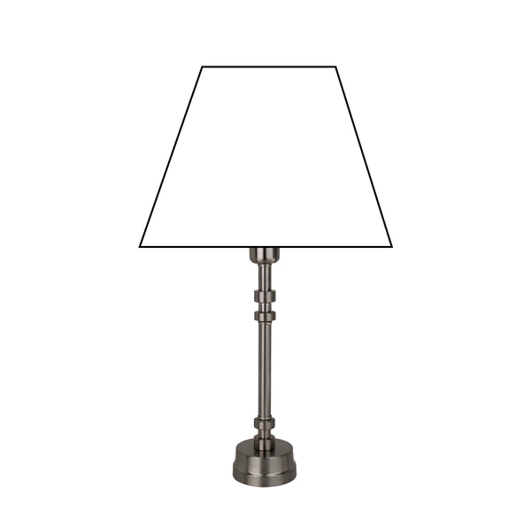 Moderner Nickel-matter Lampenfuß, stabile runde Basis, erhältlich in zwei Größen.