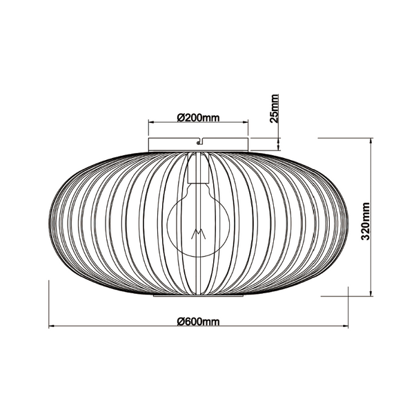 Elegante Chericoni Curvato Deckenlampe, Ø60 cm, 1-flammig, E27, Schwarz, als Blickfang für großzügige Räume.