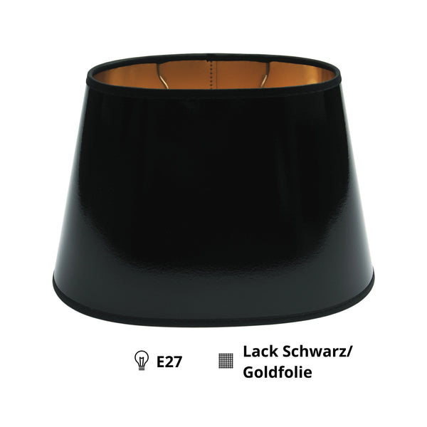 Diverse lampenkappen ovaal - lak/goudfolie - zwart - Ø25 of Ø30