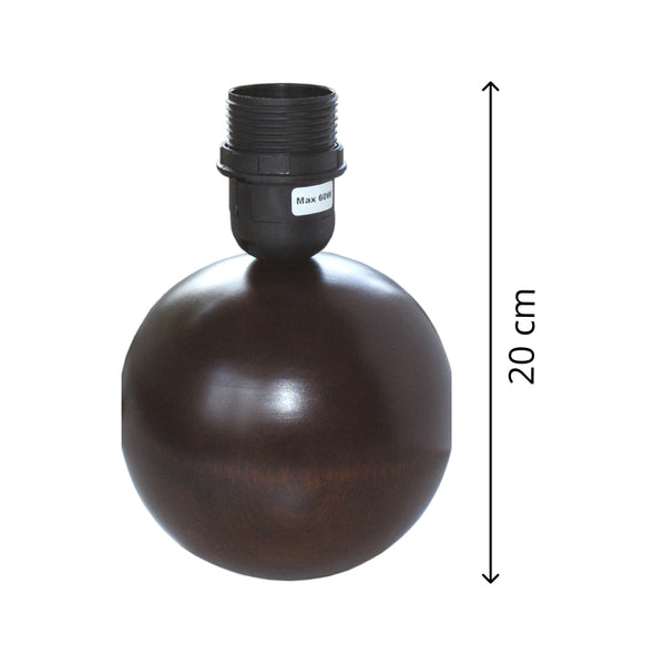 Various Lampvoet Bol - Maron - Hoogte 20 cm - E27 - Hout - Warm & Elegant