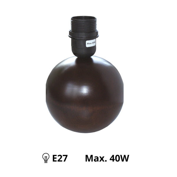 Various Lampvoet Bol - Maron - Hoogte 20 cm - E27 - Hout - Warm & Elegant