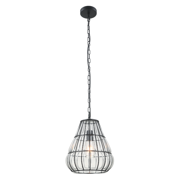 Chericoni Venezia Uno hanglamp - Ø30cm - 1 vlam - zwart metaal - glas