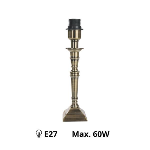 Diverse lampenvoet vierkant - messing - metaal - 30 cm - E27 - modern & elegant