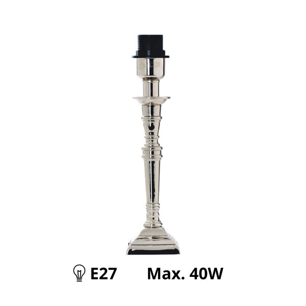 Diverse lampenvoet vierkant - chroom - metaal - 30 cm - E27 - modern & elegant