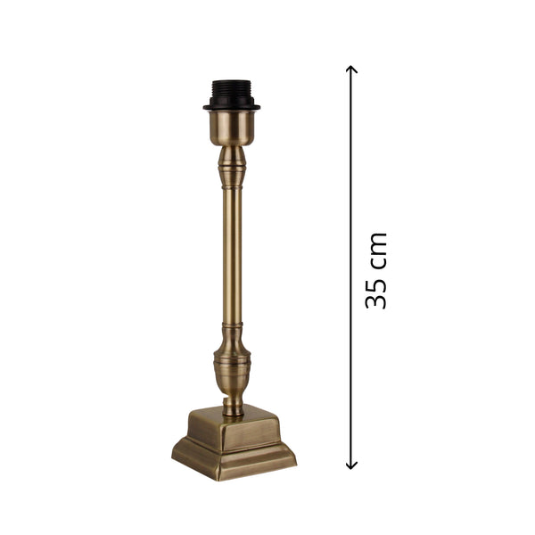 Metall-Lampenfuß Messing Matt 35 cm, quadratische Form, für Tischlampen geeignet.