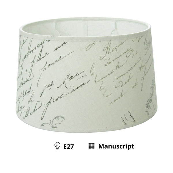 Various lampenkap ovaal - Manuscript - crème - Ø25/18 x Ø21/15 cm - hoogte 14