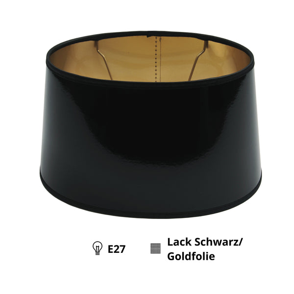 Diverse lampenkappen ovaal - lak/goudfolie - zwart - Ø25 of Ø30