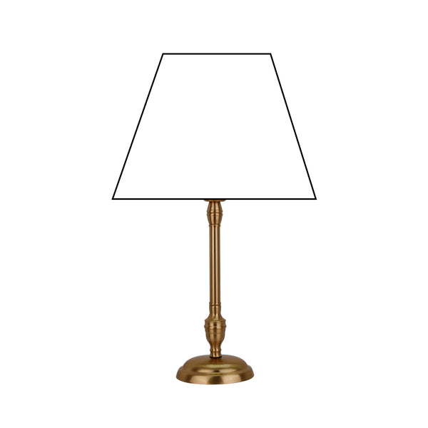 Metall-Lampenfuß mit matter Messingoberfläche, runde Basis und E27-Fassung – 35 cm hoch.