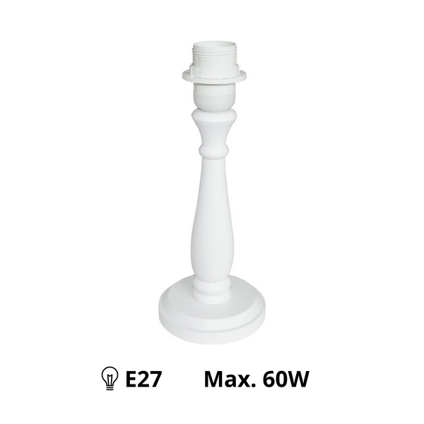 Verschillende houten lampenvoeten Tina – stijlvolle natuurlijkheid in wit (22 cm E14 / 28 cm E27)