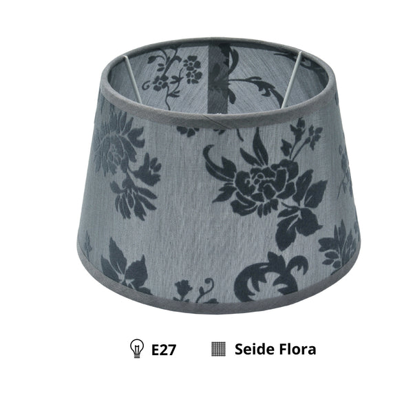 Various Lampenschirm Drum Rund - Grau – Trend Seide Flora – Ø20 cm