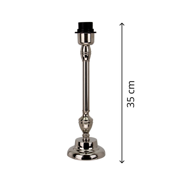 Moderner Lampenfuß Nickel Glänzend mit E27-Sockel, luxuriöses Design.