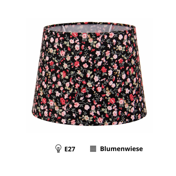 Various Bloemenlampenkap Trommel Rond - Zwart - 20 of 25 cm - Romantisch Design