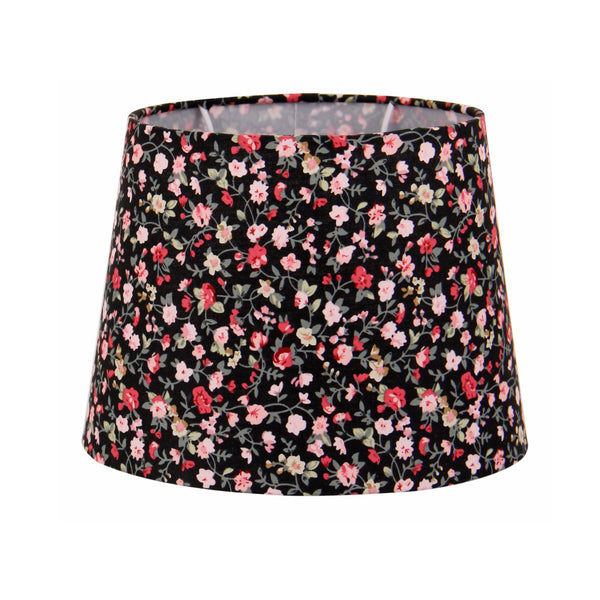 Various Bloemenlampenkap Trommel Rond - Zwart - 20 of 25 cm - Romantisch Design