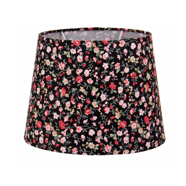 Various Bloemenlampenkap Trommel Rond - Zwart - 20 of 25 cm - Romantisch Design