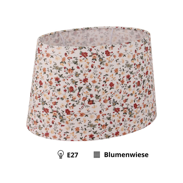 Diverse bloemenlampenkap ovaal - crème - 22 of 26 cm - bloemmotief voor tafellampen