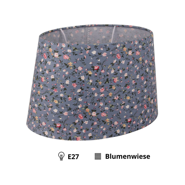 Diverse Bloemenlampenkap Ovaal - Lichtblauw - 22 of 26 cm - Romantisch bloemmotief voor tafellampen