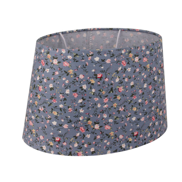 Diverse Bloemenlampenkap Ovaal - Lichtblauw - 22 of 26 cm - Romantisch bloemmotief voor tafellampen