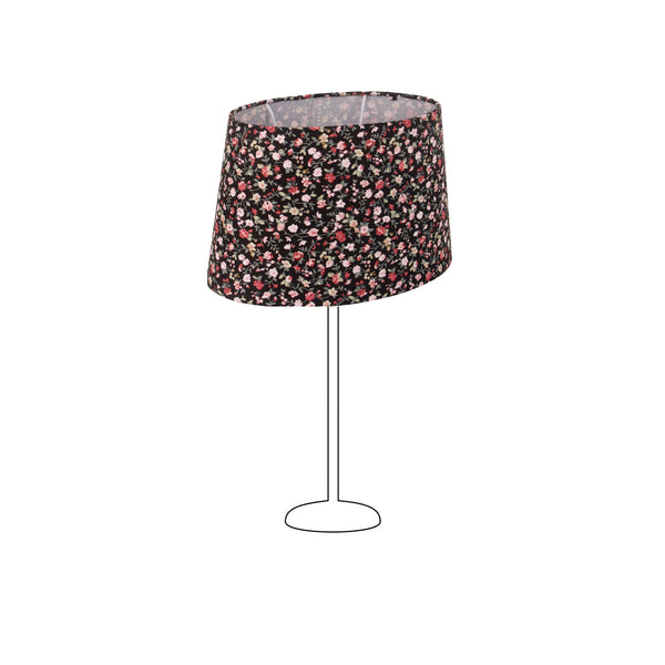 Diverse Bloemenlampenkap Ovaal - Zwart - 22 of 26 cm - Romantisch bloemmotief voor tafellampen