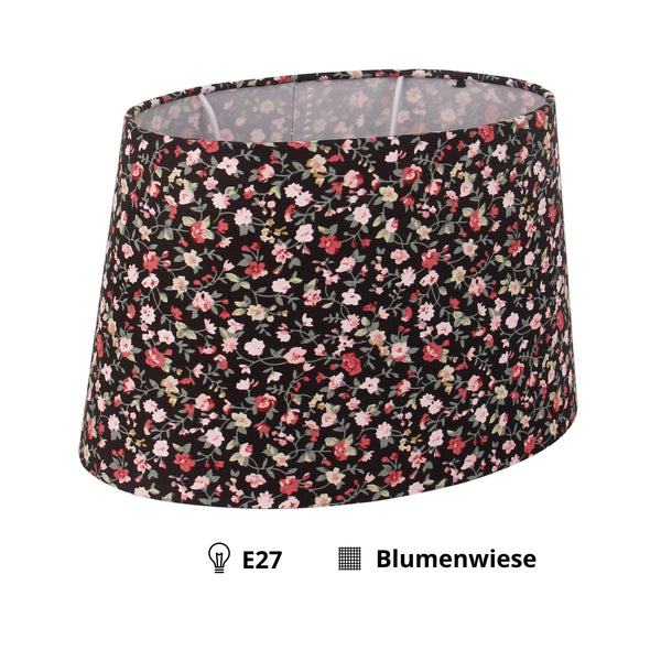 Diverse Bloemenlampenkap Ovaal - Zwart - 22 of 26 cm - Romantisch bloemmotief voor tafellampen