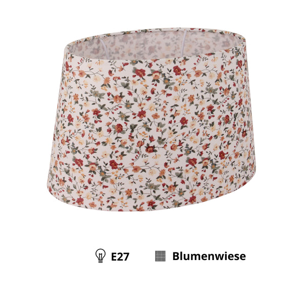 Diverse bloemenlampenkap ovaal - crème - 22 of 26 cm - bloemmotief voor tafellampen