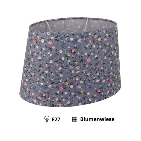 Diverse Bloemenlampenkap Ovaal - Lichtblauw - 22 of 26 cm - Romantisch bloemmotief voor tafellampen