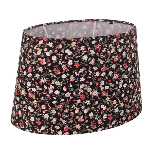 Diverse Bloemenlampenkap Ovaal - Zwart - 22 of 26 cm - Romantisch bloemmotief voor tafellampen