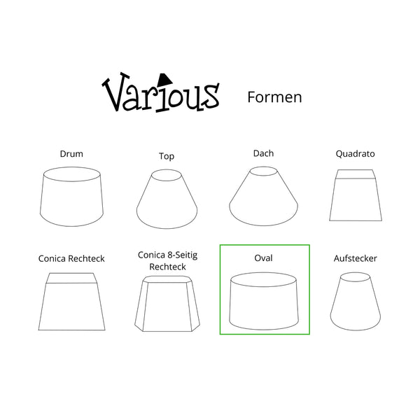 Various ovale lampenkappen Ø20 cm – Katoen in lichtbruin, crème & wit