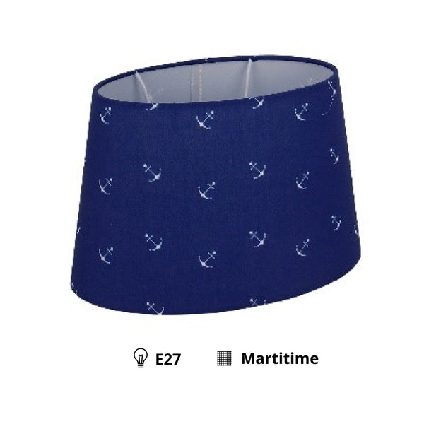 Various Lampenschirm Oval - Maritimer -  Blau - Ø20 cm - Klein anker