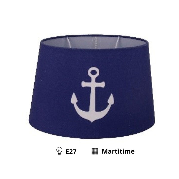 Diverse lampenkap ovaal - Maritiem - Blauw - Ø20 cm - Groot anker