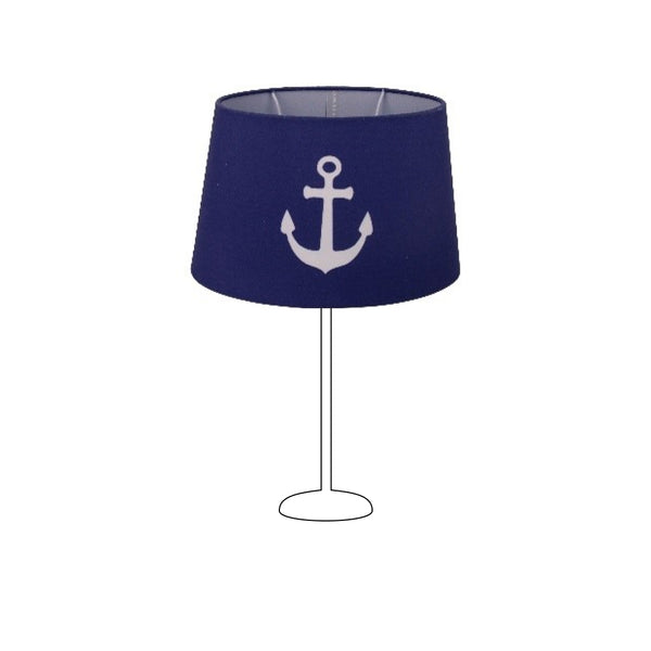 Diverse lampenkap ovaal - Maritiem - Blauw - Ø20 cm - Groot anker