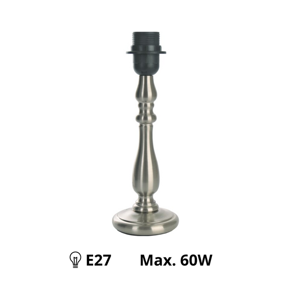 Verschillende lampenvoeten metaal nikkel mat – discreet design in 29 cm hoogte met E27 fitting