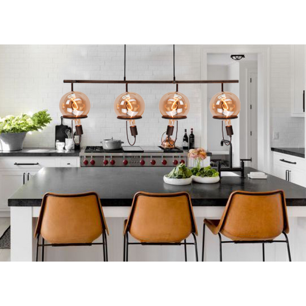 Chericoni Anello hanglamp – 4 lampen – E27 – zwart