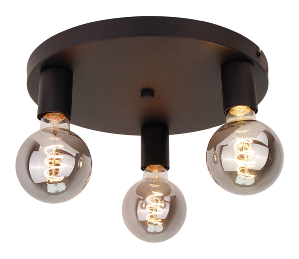 Chericoni Basic Deckenleuchte, schwarz, Ø28 cm, 3-flammig, E27-Fassung, modernes und elegantes Design.