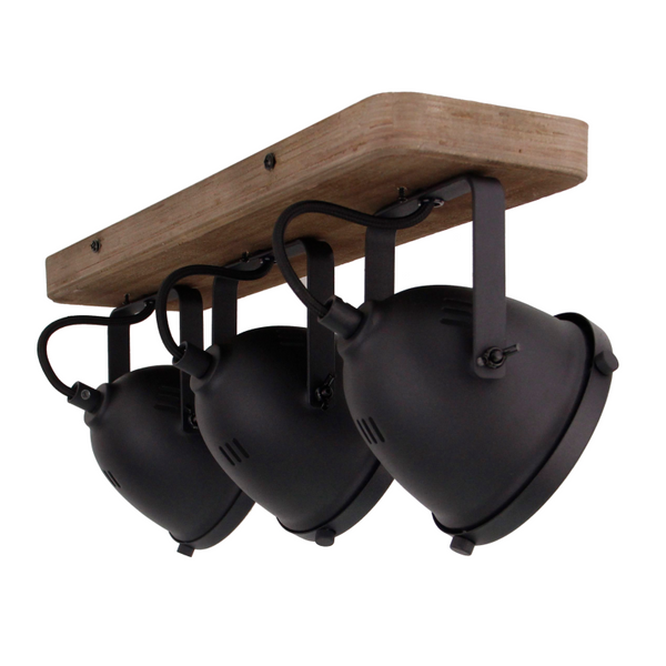 Schwarzer Chericoni Bella Deckenstrahler mit drei GU10-Leuchtmitteln, Ø12 cm, 3-flammig, für elegante Raumbeleuchtung.