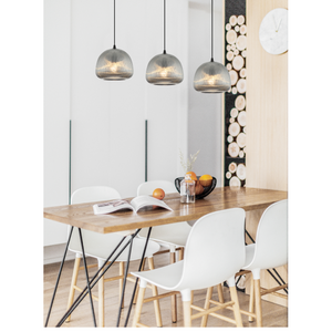 Geriffelte Glas-Hängelampe in Grau – stilvolle Beleuchtung für Wohnzimmer oder Esszimmer