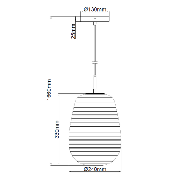 Elegante Chericoni Costola Hängelampe, Ø24 cm, 1-flammig, Glas & Metall, für stilvolle Lichtgestaltung in jedem Raum.