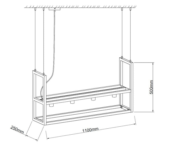 Chericoni Cubo hanglamp – 4-lamps – E27 – Zwart
