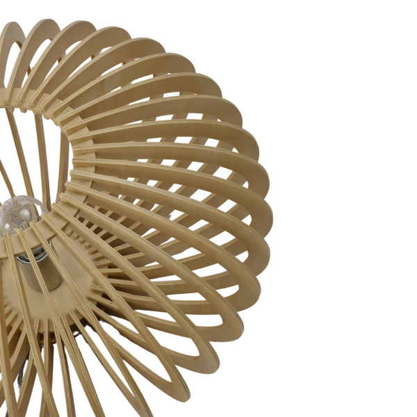 Chericoni Curvato Tischlampe – Detailansicht des Holzfußes und der E27-Fassung