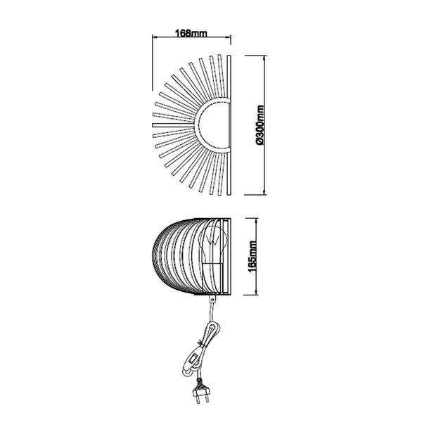 Chericoni Curvato Wandleuchte, Ø30 cm, 1-flammig, E27, Schwarz, kombiniert klares Design mit funktionaler Wandbeleuchtung.