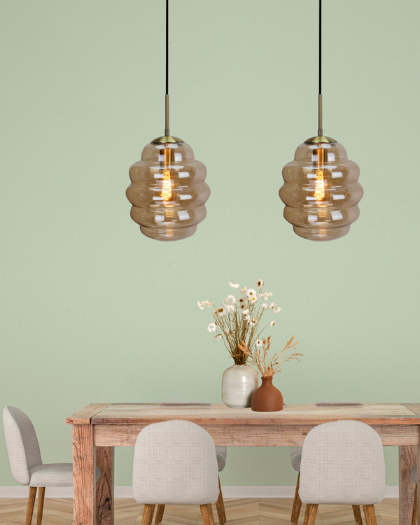 Runde Pendelleuchte Chericoni Favo, Ø26 cm, 1-flammig, gefertigt aus hochwertigem Glas.