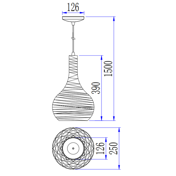 Elegante Chericoni Filo Sottile Hängelampe, schwarz, Ø25 cm, 1-flammig, Eisen und Metall, zeitloses Design.