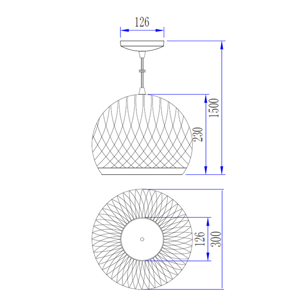 Elegante Chericoni Lodi Hängelampe, Ø30 cm, 1-flammig, schwarz, Eisen und Metall, zeitloses Design.