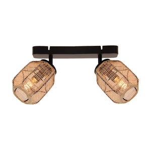 Chericoni Nature Jute Plafondspot 2-flammig aus Bambus und Jute