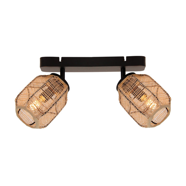 Chericoni Nature Jute Plafondspot 2-flammig aus Bambus und Jute