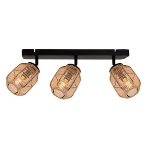 Chericoni Nature Jute Plafondspot 3-flammig aus Bambus und Jute