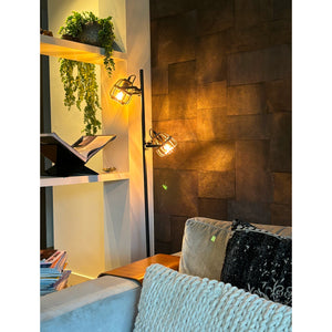 Moderne Stehlampe mit natürlichem Design und Jute-Schirm