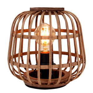 Chericoni Nature Trapeze Tischlampe, Ø22 cm, 1-flammig, E27, aus Bambus Holz für warmes, natürliches Licht.